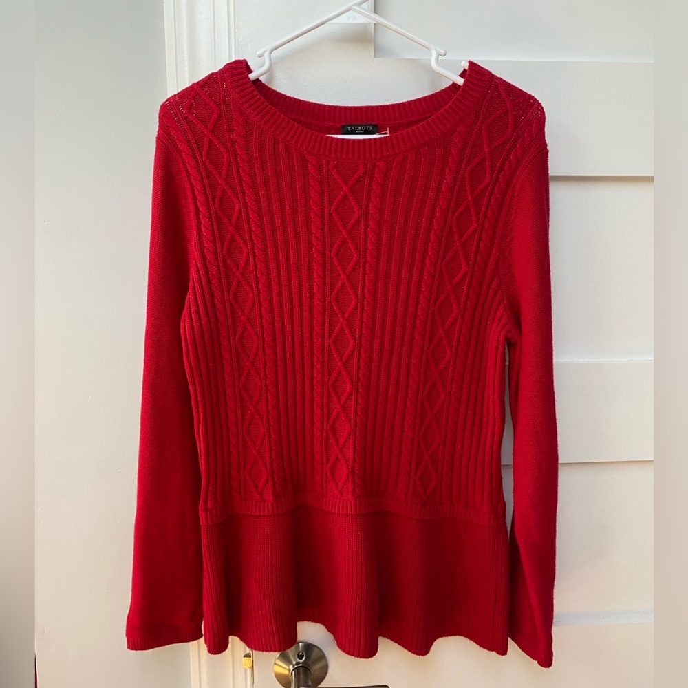 Talbots Red Cable Knit Sweater - Picture 3 of 6
